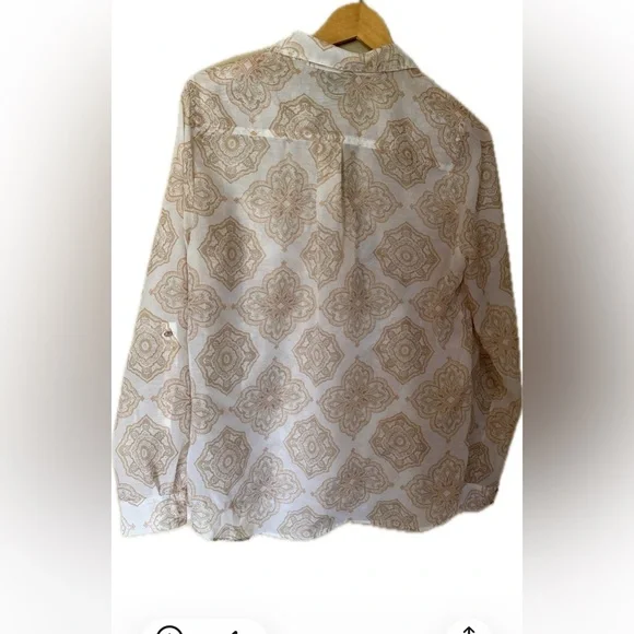 White House Black Market Women's beige & peach blouse size 10 - Picture 3 of 9